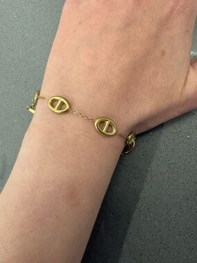 Gold Oval Link Bracelet - Women's Chain Bracelet